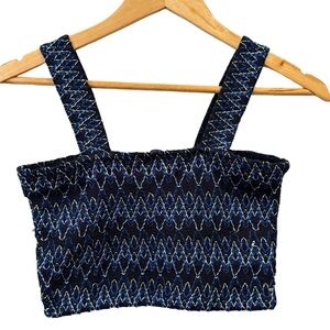 Zara Trafuluc Smocked Blus Zigzag Patterned Women's crop top Size s